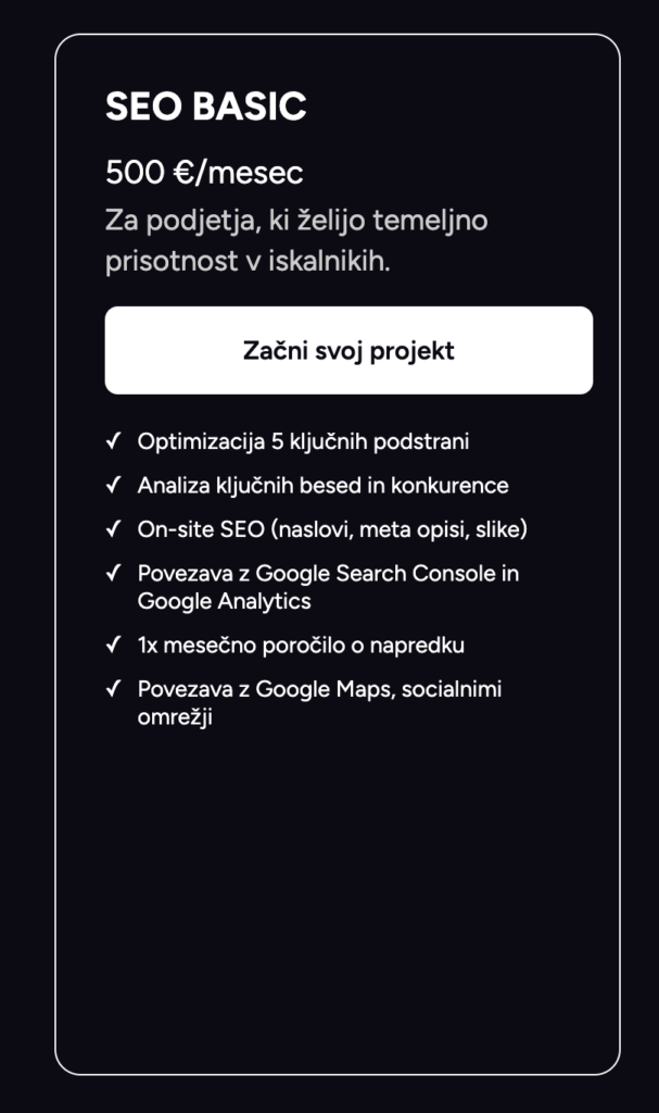 Seo Optimizacija Cena Basic