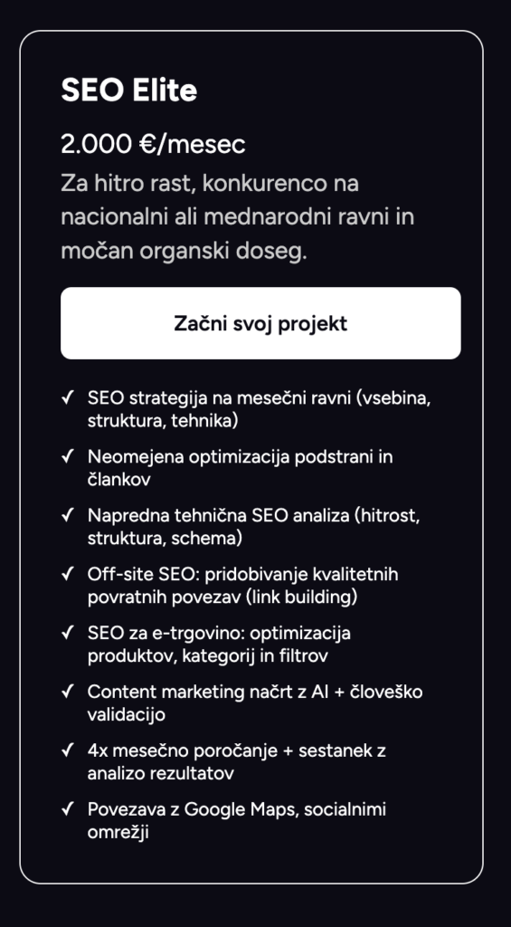 Seo optimizacija cena Elite